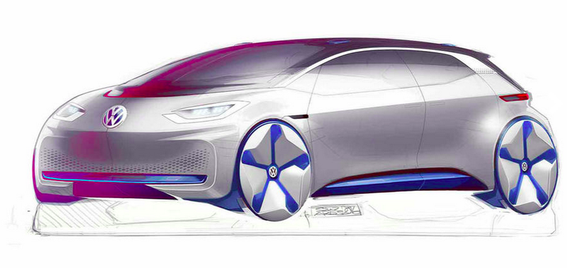 Illustration for article titled These Sketches Of Volkswagen's Upcoming Electric Car Show A Badass Little Hatchback